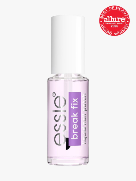 Essie Break Fix Liquid Nail Patch in branded component on a light gray background with the 2026 best of beauty seal in the top right corner