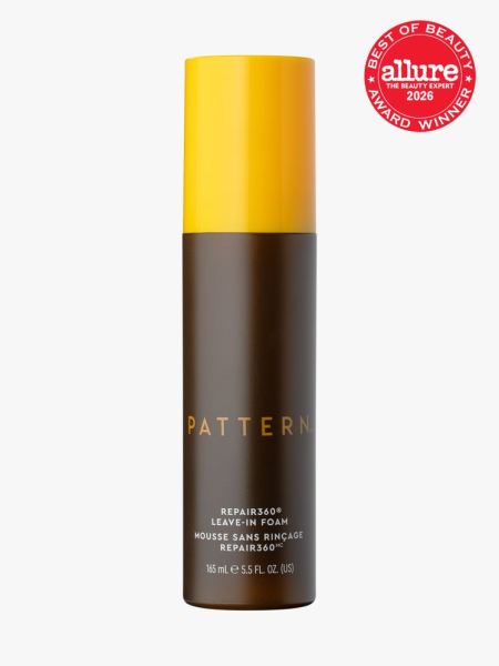 Pattern Repair360 Leave-In Foam in branded spray component on a light gray background with the 2026 best of beauty seal in the top right corner