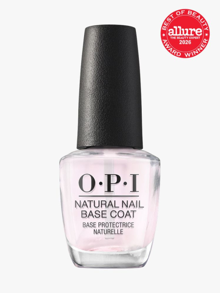 OPI Natural Nail Base Coat in branded component on a light gray background with the 2026 best of beauty seal in the top right corner