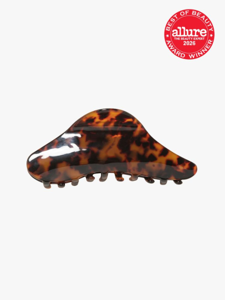 tortoiseshell pattern Jennifer Behr Tortoise Amira Jaw Clip with Allure Best of Beauty stamp in top right corner on a light gray background