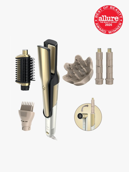 Shark Beauty Glam Ceramic & Powerful Air Styling & Drying System in multiple branded components on a light gray background with the 2026 best of beauty seal in the top right corner